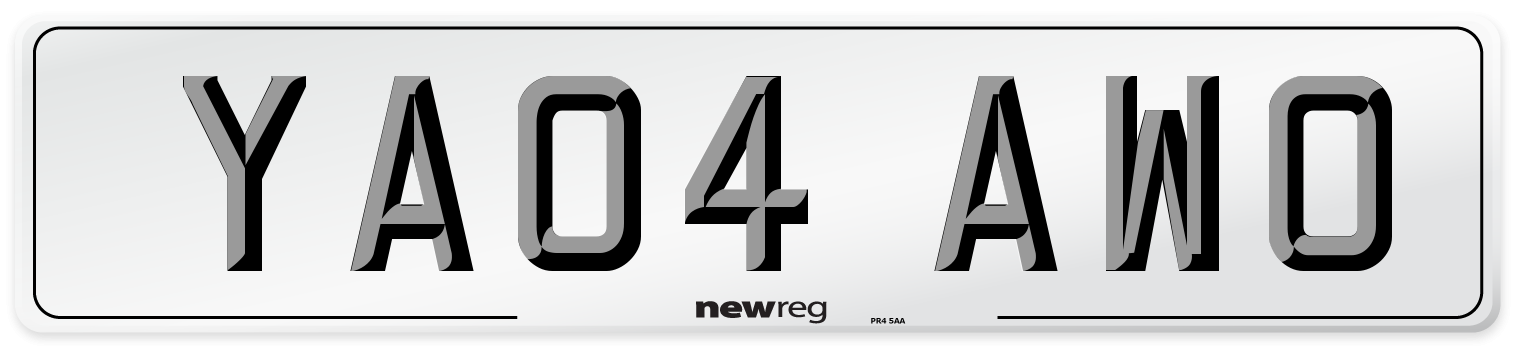 YA04 AWO Number Plate from New Reg